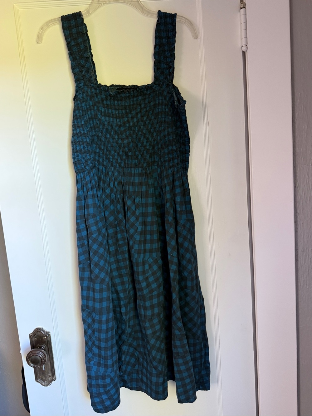 Vintage Blue and Black Gingham Midi Dress